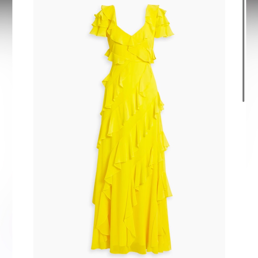 Badgley yellow cascade ruffle dress